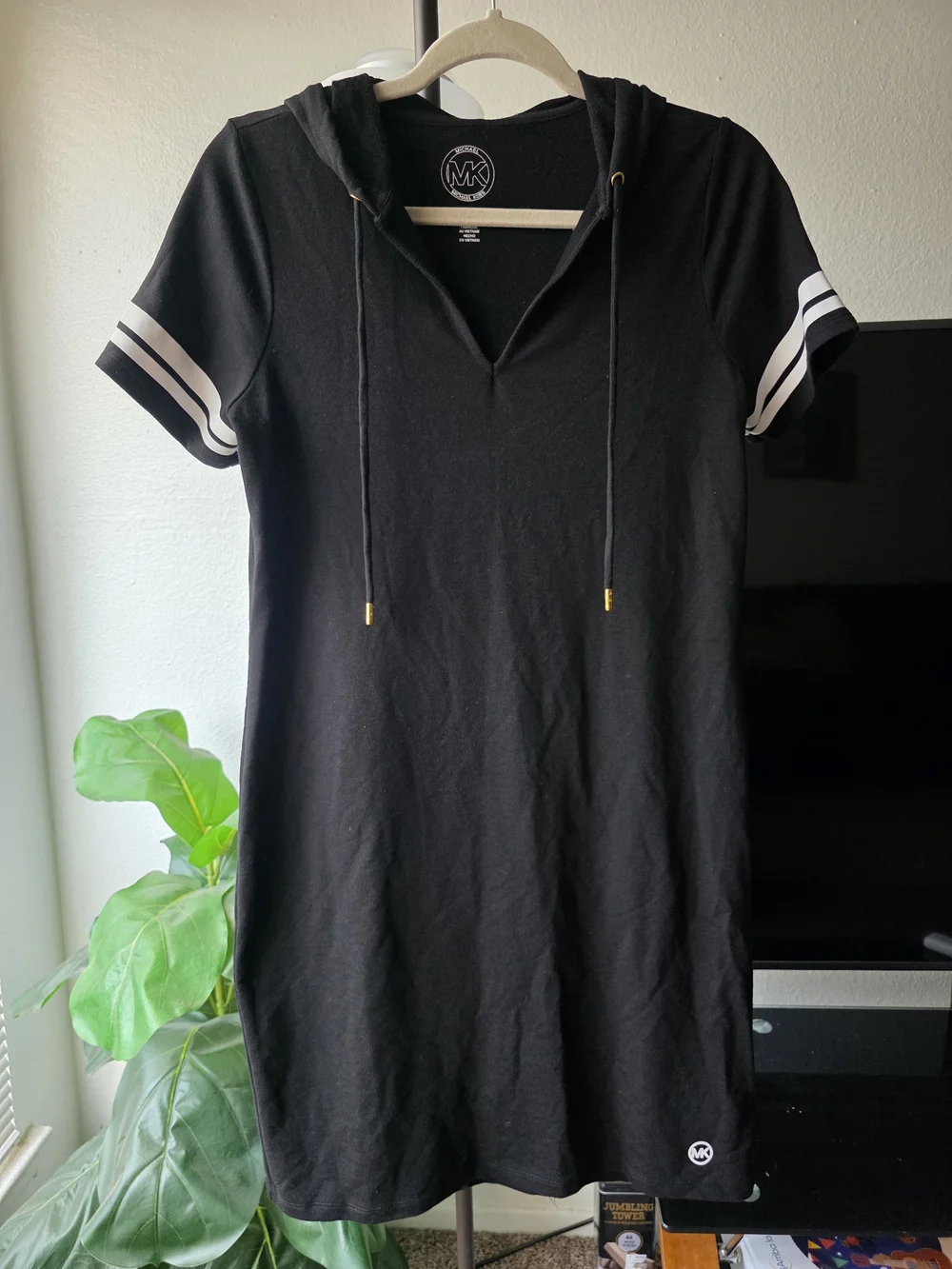 Michael Kors Black Sport Dress with Hood